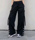 Cargo Pants with Side Snap Detail and Multi Pockets