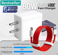 65 Watt 6A Super Fast Mobile Charger for Mobile with Detachable Red & White Cable (White, Cable Included) Supports Supervooc, VOOC, Warp, Dash, SuperDart & Fast Charging
