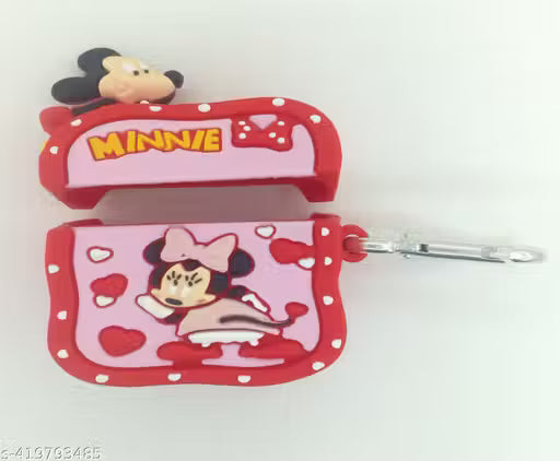 Soft Silicone Cartoon Character Cover with Keychain Protective Case Compatible with Earpods Pro and Pro 2