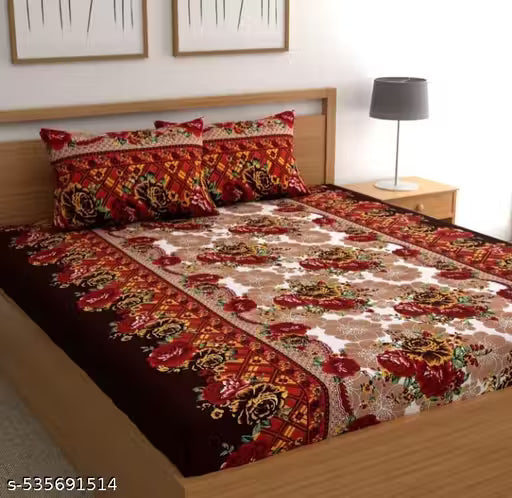 CottonDreamz Premium Glace Cotton Double Bed Bedsheet Set
