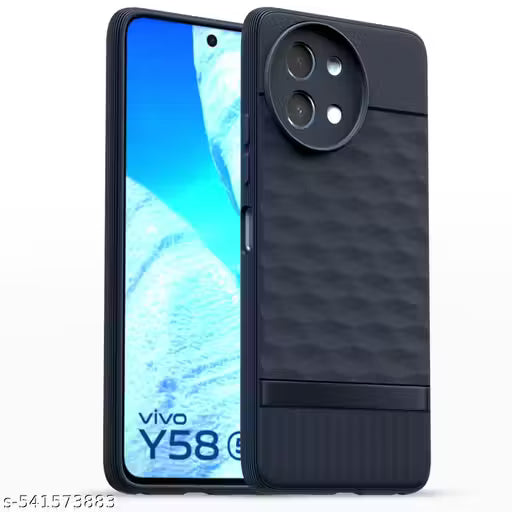 Qlez Soft Rubberised Back Case with Inner Velvet Fabric for Vivo T3x 5G /Vivo Y58 5G (Blue)