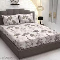 Premium Printed King Size Elastic Fitted Bedsheet Set | Cotton Fabric | 72''×78'' Inch Bedsheet with 2pcs Jumbo Pillow Covers