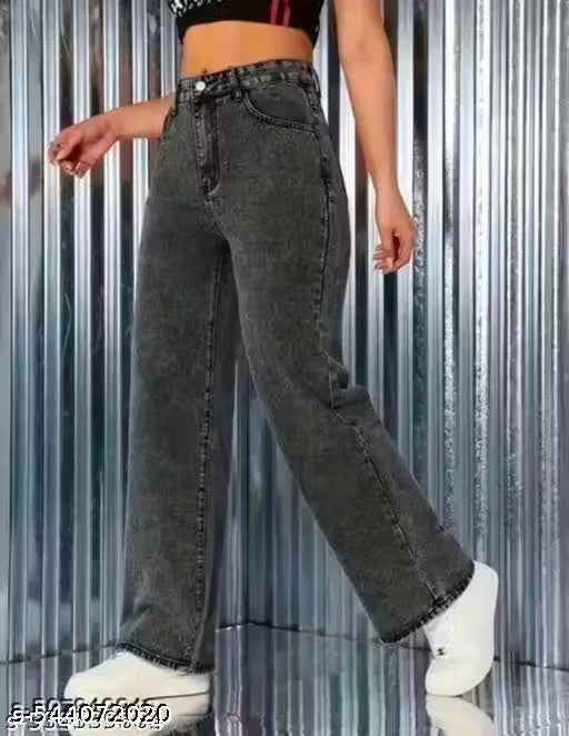 Trendy High-Waisted Wide Leg Jeans for Women - Stylish Denim Pants for Casual and Fashionable Outfits