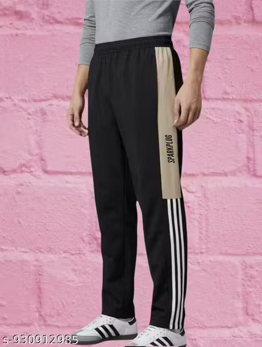Sparkplug men track pant regular fit track pant (black and brown)