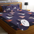 Super Soft Glace Cotton All Round Elastic Fitted Double Bed Bedsheet with 2 Pillow Covers-72x78x8