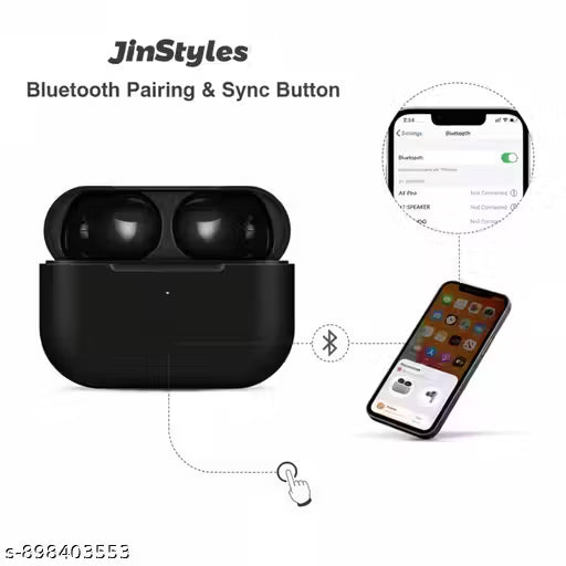 Black TWS Earbuds | Powerful Bass, Touch Control & Stable Connectivity