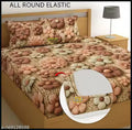Floral All-Round Elastic Fitted Bedsheet King Size with 2 Pillow Cover