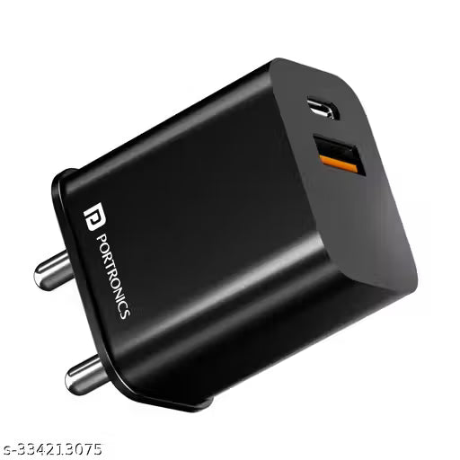 Portronics Adapto 20B 20W Fast Wall Charger Adapter, Type C Power Delivery & Mach USB Charger Fast Charging Compatible