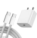 20W PD Fast Charger with Braided Type-C Cable | High-Speed USB-C Power Adapter for Android & iPhone.