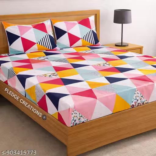 Glace-Cotton Bedsheet For Single/Double Bed With Pillow Covers