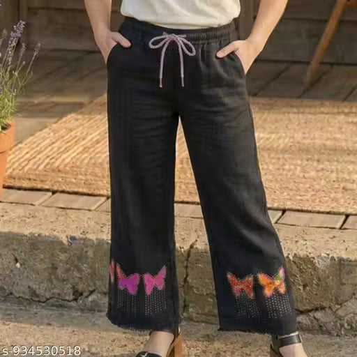 Girl Cotton Denim palazzo pant