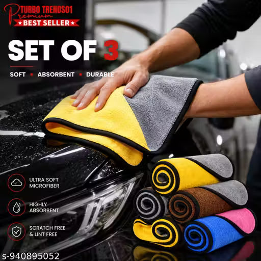 cleaning for LUXURY SOFT cleaning microfiber for 600 GSM Microfiber Multi-Purpose Dual Layer 3 pcs 600 gsm for cars
