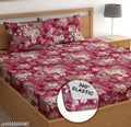 Super Soft Glace Cotton All Round Elastic Fitted Double Bed Bedsheet with 2 Pillow Covers-72x78x8 Inches-fiteed_Double