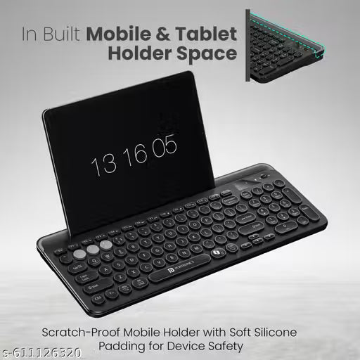 Portronics Bubble 3.0 Wireless Keyboard with Bluetooth + 2.4 GHz USB Receiver, Rechargeable Battery,