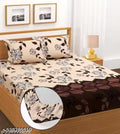 Super Soft Glace Cotton All Round Elastic Fitted Double Bed Bedsheet with 2 Pillow Covers-72x78x8 Inches-fiteed_Double