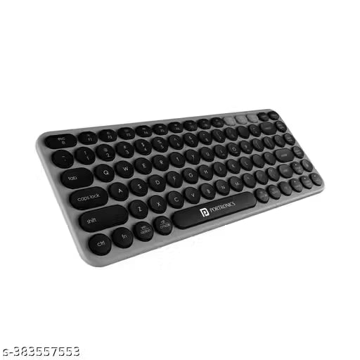 Portronics Bubble 2.0 Wireless Keyboard with Bluetooth + 2.4 GHz Receiver, Connect 3 Devices, Compact TKL Size, 10m Working Range, Function Shortcut Keys, for Laptop, PC, Smartphone, Tablet (Grey)