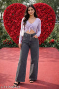 Women & Girl Casual, Solid, Denim Jeans high Rise Regular Fit In Colour Grey
