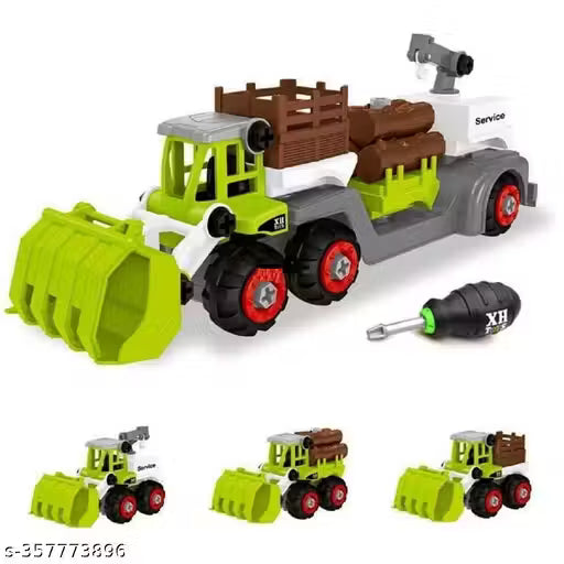 JVTS Friction Powered 3 in 1 Farm Truck with Screwdriver for Kids Boys Assembly Toy