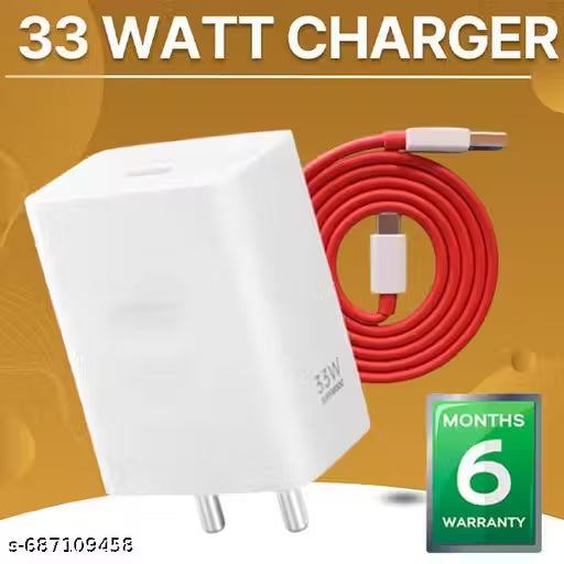 33 Watt 3A Fast Charging Mobile Charger R-E-E-L M-E Charger With Red Detachable Cable Supports Supervooc,