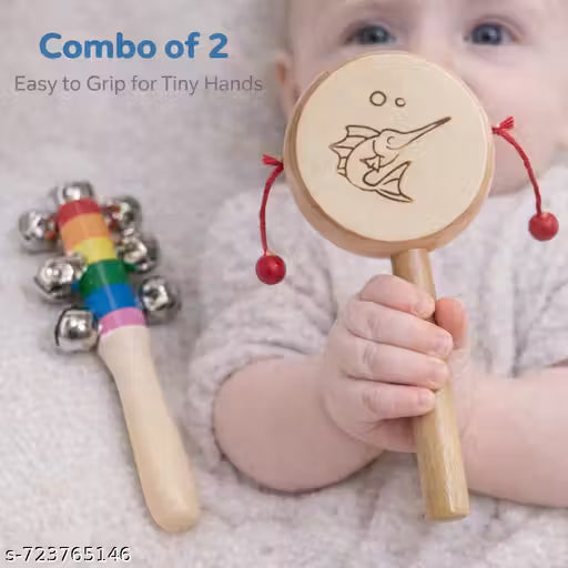 Jingle Rattle and damru Rattle Set of 2 | Kids | Infant Kids Toy