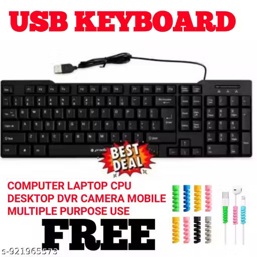USB WIRED KEYBOARD COMPUTER LAPTOP CPU DESKTOP DVR CAMERA MOBILE LED TV MULTIPLE PURPOSE USE PLUG IN PLAY with data protecter