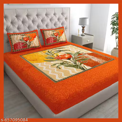 RAJASTHANI 100% JAIPURI COTTON DOUBLE BEDSHEET WITH 2 PILLOW COVER