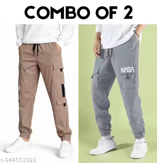 Men’s Premium Track Pants Combo of 2 | Stylish Sports Joggers with Elastic Waist & Drawstring | Gym, Casual, Travel & Daily Wear Lower