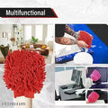 2 PCS Double Sided Microfiber Wash Mitt Hand Gloves, Dust Cleaner Vehicle Washing Multipurpose House Car Glass LCD Cleaning, (MULTI Color)