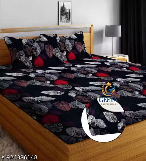 All Around Fitted Elastic Cotton Single/Double/King Size Bedsheet With 2 Pillow Covers