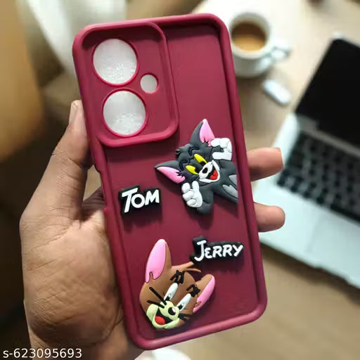 VIVO Y27 5G back Cover | Glitter Back Cover Tom & Jerry Cover Pattern Stylish Phone Case 3D Fancy Crystal Design for girl & women