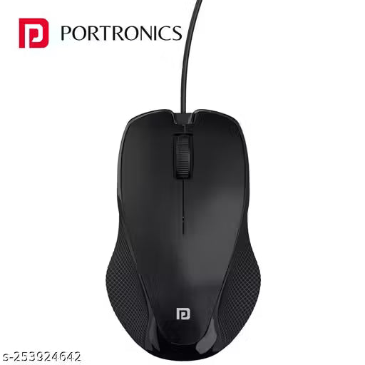 Portronics Toad 101 Wired Optical Mouse with 1200 DPI, Plug & Play, Hi-Optical Tracking, 1.25M Cable Length, 30 Million Click Life(Black) (POR-1800)