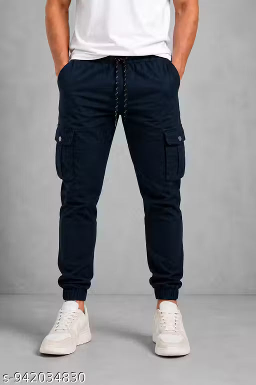 Men’s Navy Blue Cargo Jogger Pants