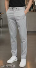Premium Men's Grey Lycra Track Pants | Stylish Slim Fit Joggers with Unique Button Design | Comfortable Stretchable Lower for Men