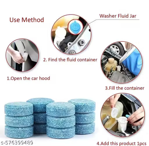 AUTOFRILL Car Wiper Detergent Effervescent Tablets Washer Auto Windshield Cleaner Glass Wash Cleaning Tablets (Pack of 10)