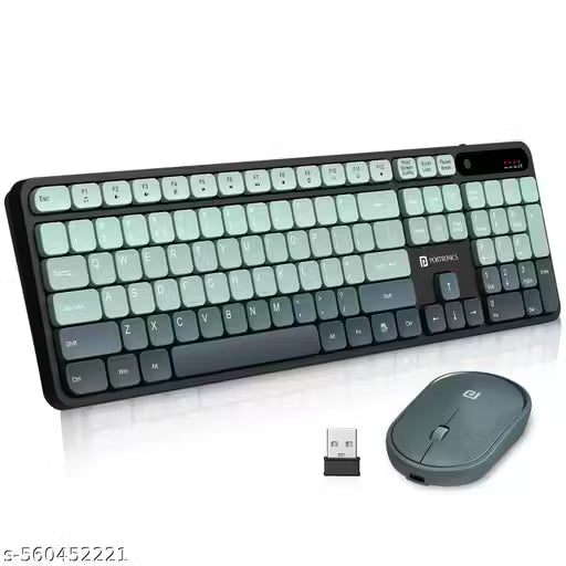 Portronics Key11 Combo Rechargeable Wireless Keyboard and Mouse Set, Bluetooth 5.3&2.4GHz Wireless,Type-C Fast Charging,Gradient Keys, Noiseless Typing, High Precision Mouse, for PC&Laptop(Blue)