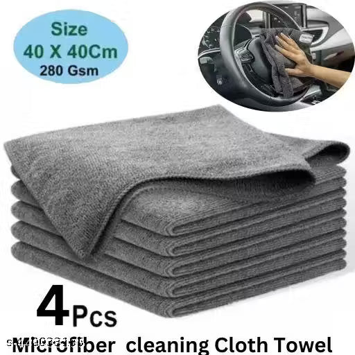 NK Microfiber Cloth - 4 pcs - 40x40 cms - 280 GSM MIX- Thick Lint & Streak-Free Multipurpose Cloths