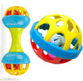 PACK OF 2 BEST QUALITY BIG SIZE RATTLE BALL AND DUMBBELLS FOR KIDS RATTLES Rattle (Multicolor)