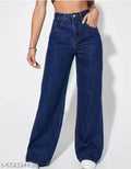 trending stylish straight fit wide-leg blue jeans for women , boy friend jeans,regular jeans,skinny fit jean