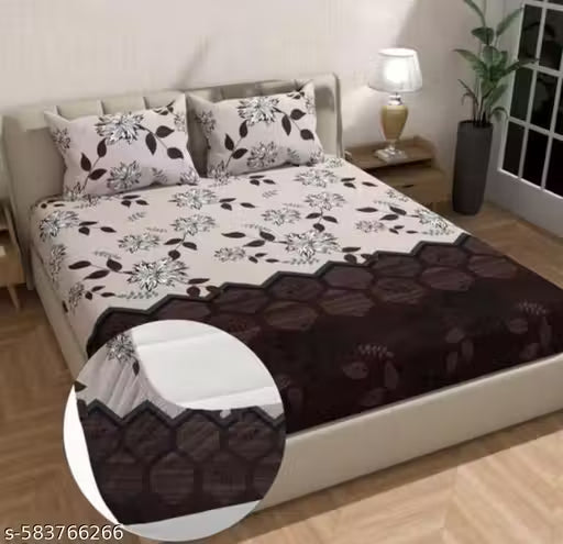 Fitted Elastic Double Bedsheets With 2 Pillow Covers