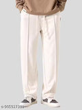 Men’s Solid Black Track Pant | Lycra Polyester Stretchable Loose Fit Jogger | Casual Sports Lower for Men