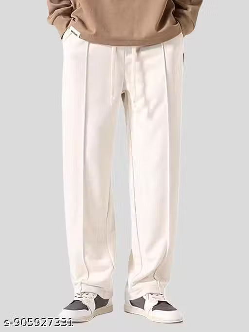 Men’s Solid Black Track Pant | Lycra Polyester Stretchable Loose Fit Jogger | Casual Sports Lower for Men