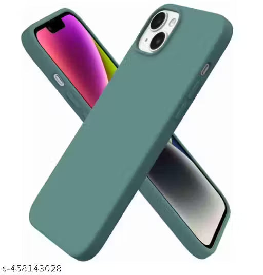 Liquid Silicone Compatible for iPhone 13 and iPhone 14 Case Gel Rubber with Microfiber Lining Non-Slip Full Body Protective Shockproof Back Cover (Green, 6.1 inch)