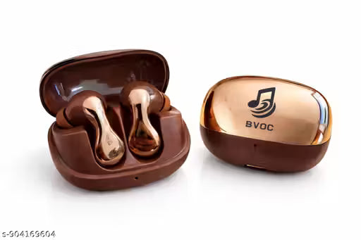 BVOC Wireless Bluetooth Earbuds with Charging Case Golden Brown