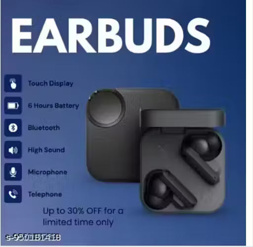 Wireless TWS Bluetooth Ear buds (black) | High-Quality Sound | Long Battery Life | Touch Control Ear buds | Comfortable Fit