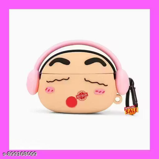 Compatible for AirPods Pro 2nd Generation Case Cover with Keychain, Soft Silicone Skin Case Cover Full Protective (Only Silicone Cover) ( (Sinchan Pinkk cover)