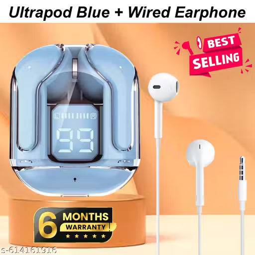 Ultrapods Blue, TWS Bluetooth Wireless Bluetooth Headphones Earbuds With Best Quality Wireless Bluetooth Headphones