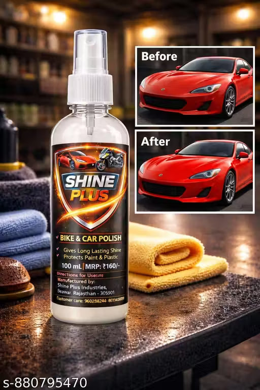 Car & Bike Polish Spray 100ml | Instant Shine Liquid | Scratch Remover | Dashboard & Plastic Restorer