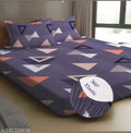 Super Soft Glace Cotton Attractive King Queen Single Cotton Feel All Round Elastic Fitted Double Bed Bedsheet with 2 Pillow Covers-72x78x8