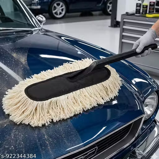 Car Duster Ceramic Wax Infused Car Cleaner for Scratch-Free Cleaning, Easy Handle Grip|Car Cleaning Kit for Effortless Dust Removal Cleaning Brush with Handle for Car Cleaning, Black
