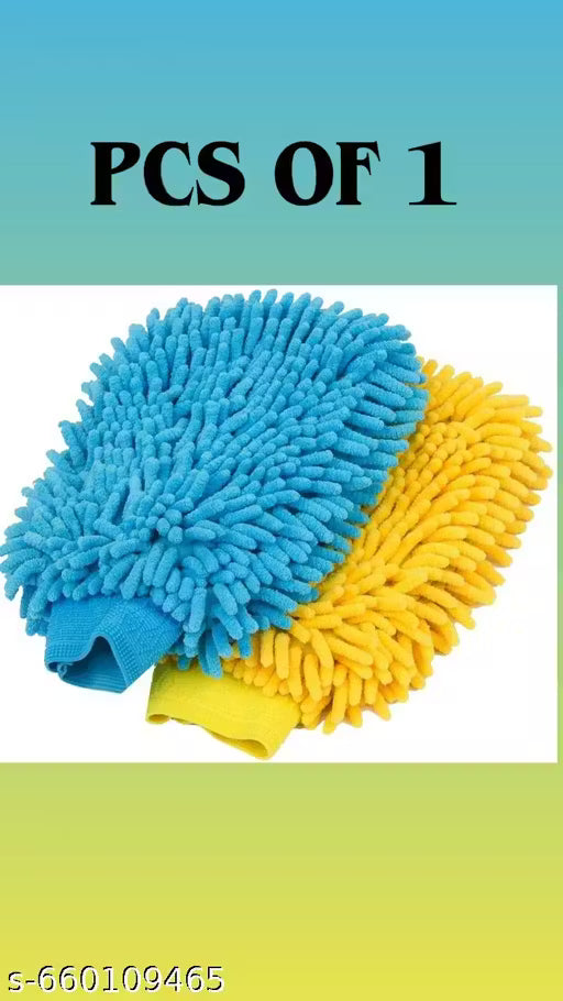 1 Pcs Random Color Microfiber Car Wash mitt for Cleaning and Dusting Chenille Mitt Cleaning Gloves